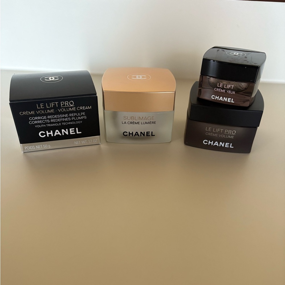 EMPTY Containers CHANEL Le Lift Pro and Sublimage Cream Set in Black and Gold